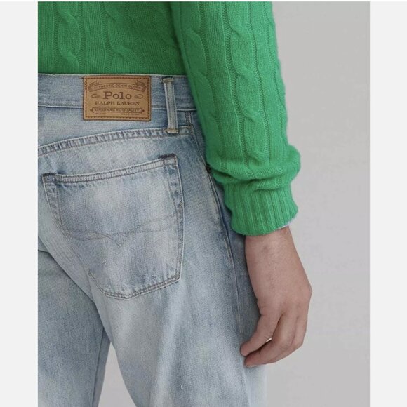 Polo Ralph Lauren The Varick Slim Straight Distressed Sun Faded Jeans - Picture 5 of 6